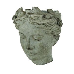 Distressed Cement Classic Greek Lady Head Indoor/Outdoor Planter